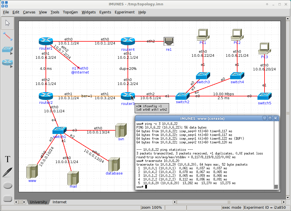 IMUNES GUI Preview